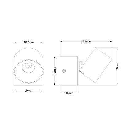 Globo - LED zidno usmereno svetlo LED/6W/230V
