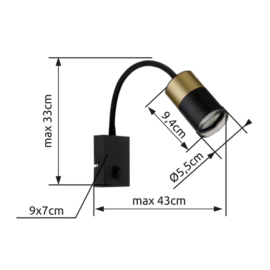 Globo - Zidno spot svetlo 1xGU10/25W/230V crna/zlatna