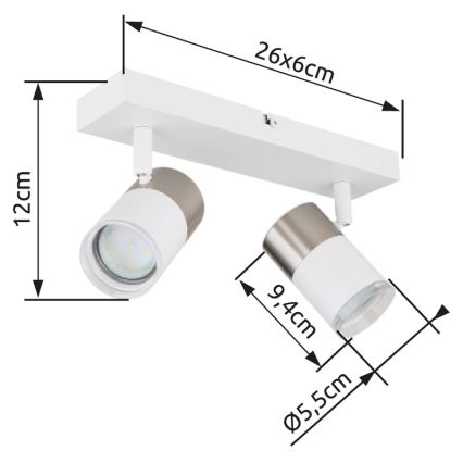Globo - Spot svetiljka 2xGU10/25W/230V bela/mat hrom