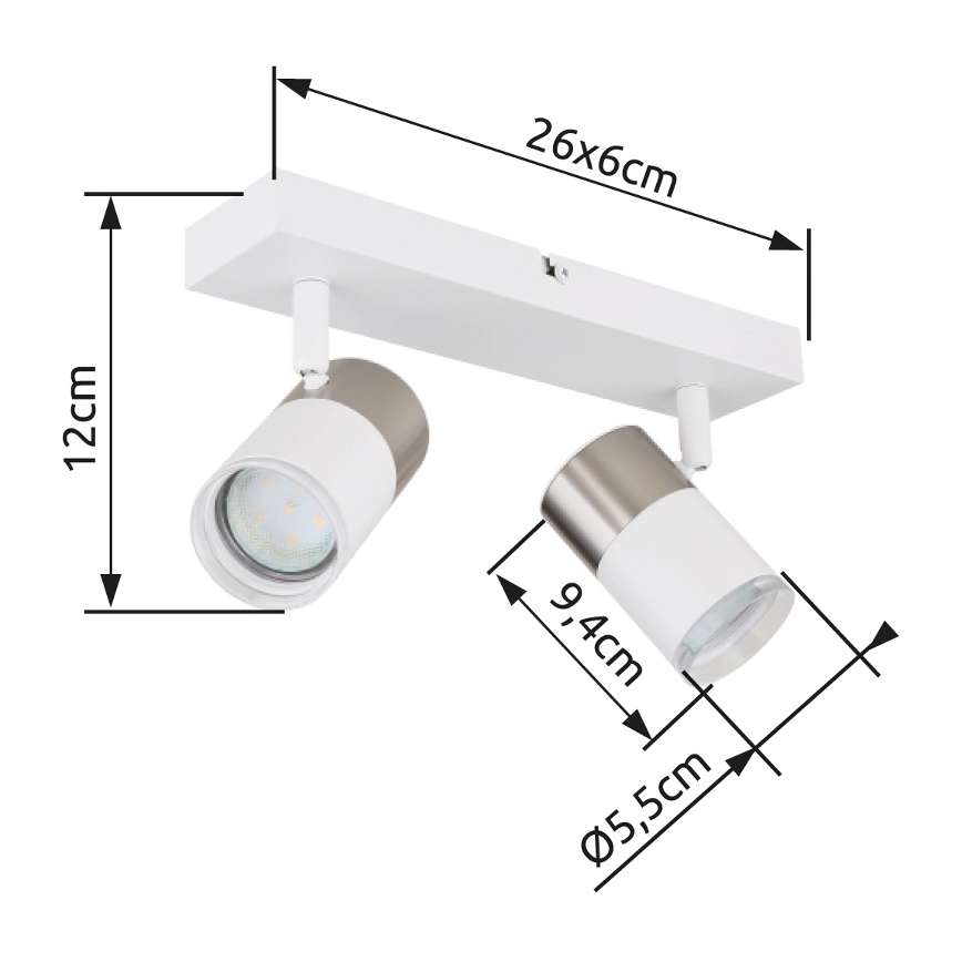 Globo - Spot svetiljka 2xGU10/25W/230V bela/mat hrom