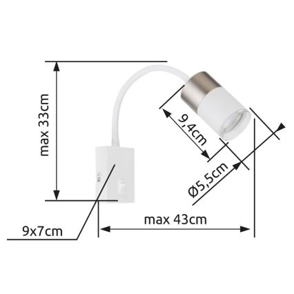 Globo - Zidno spot svetlo 1xGU10/25W/230V bela/mat hrom