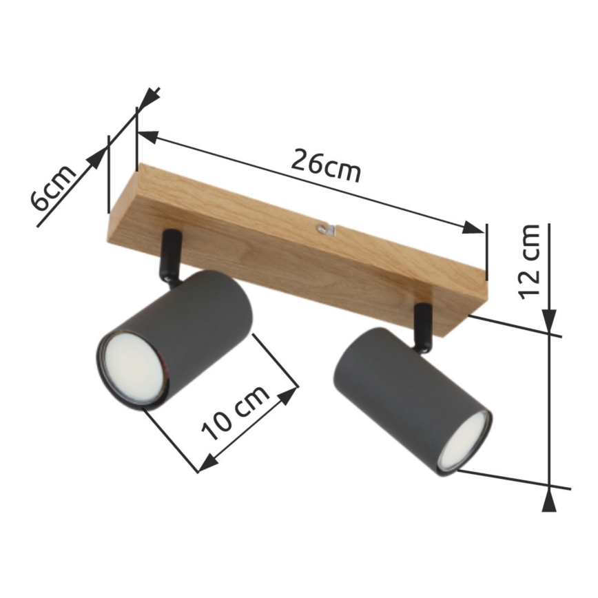 Globo - Dvostruki spot 2xGU10/35W/230V braon/crna