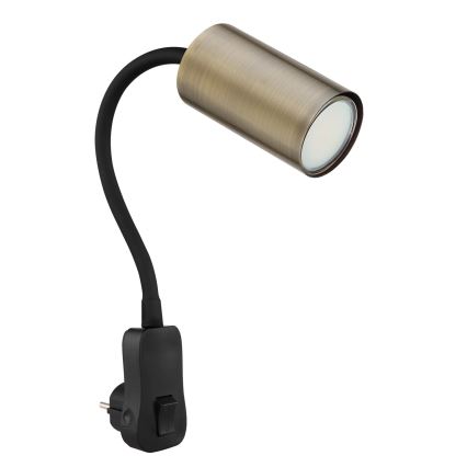 Globo - Zidna spot lampa za utičnicu 1xGU10/25W/230V crna/mesing