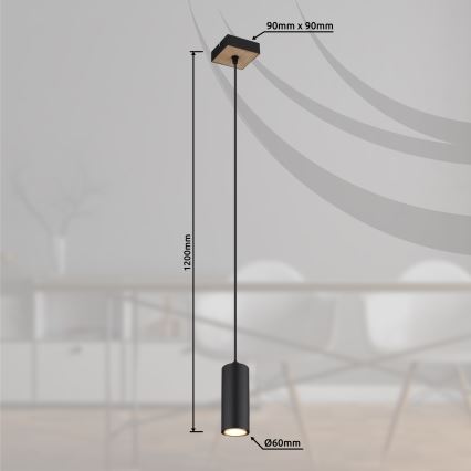 Globo - Luster na sajli 1xGU10/35W/230V crna/braon