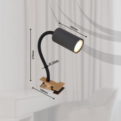 Globo - Fleksibilna lampa sa klipsom 1xGU10/25W/230V siva/smeđa