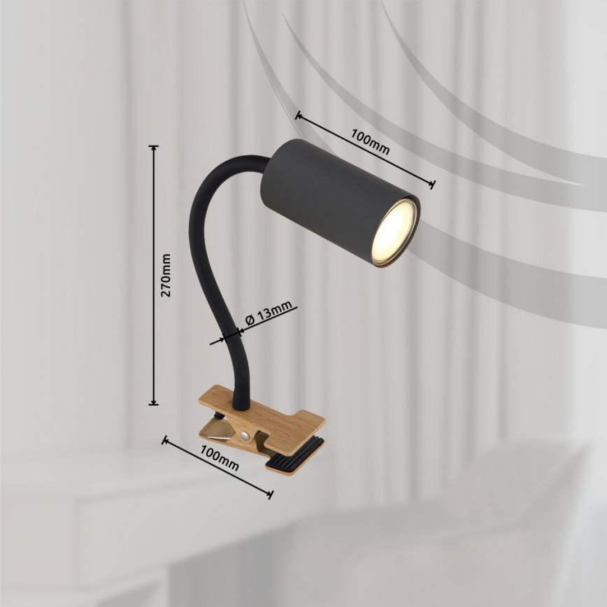 Globo - Fleksibilna lampa sa klipsom 1xGU10/25W/230V siva/smeđa