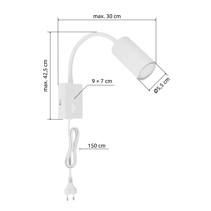 Globo - Fleksibilna zidna lampa 1xGU10/25W/230V bela