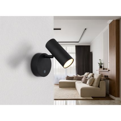 Globo - LED prigušiva punjivo zidno tačkasto svetlo LED/0,4W/3,7V 1800 mAh crno