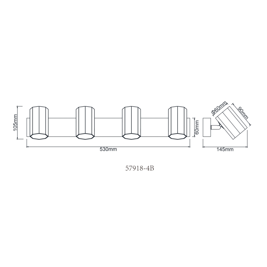 Globo - Spot svetiljka 4xGU10/25W/230V crna