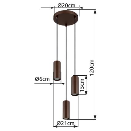 Globo - Luster na sajli 3xGU10/25W/230V braon