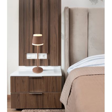 Globo - LED prigušiva punjiva stona lampa sa dodirnim upravljanjem LED/4,6W/3,7V 3000K 1800mAh braon IP54