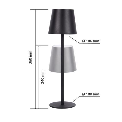 Globo - LED prigušiva dodirna spoljašnja lampa LED/3W/3,7V IP44 1800 mAh USB crna