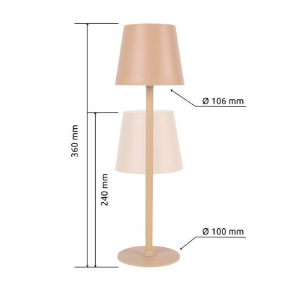 Globo - LED prigušiva dodirna spoljašnja lampa LED/3W/3,7V IP44 1800 mAh USB bež