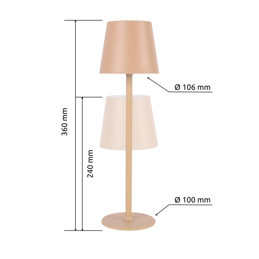 Globo - LED prigušiva dodirna spoljašnja lampa LED/3W/3,7V IP44 1800 mAh USB bež