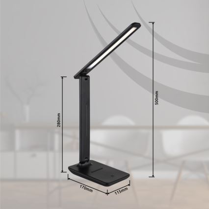 Globo - LED stona lampa na dodir, prigušiva, punjiva, LED/4W/5V 2700/4000/6500K 1800 mAh crna