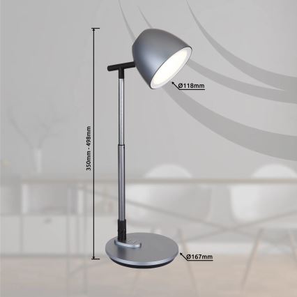 Globo - LED prigušiva dodirna stona lampa LED/7,5W/230V 3000K/4000K/6500K siva