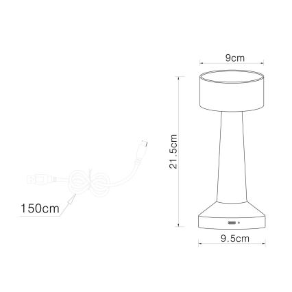 Globo - LED prigušiva dodirna stona lampa LED/1W/3,7V 2700K/4000K/6500K 800 mAh USB zlatna