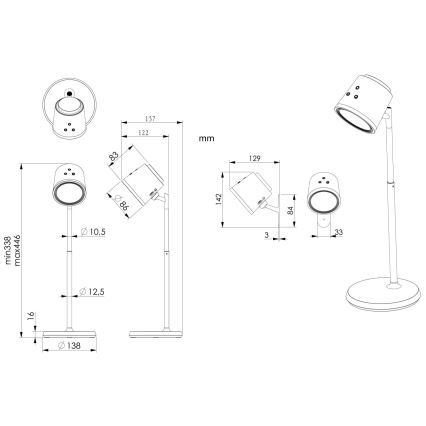 Globo - LED prigušiva dodirna stona lampa 4 u 1 LED/6W/3,7V 3000K/4000K/6500K 1500 mAh USB bela