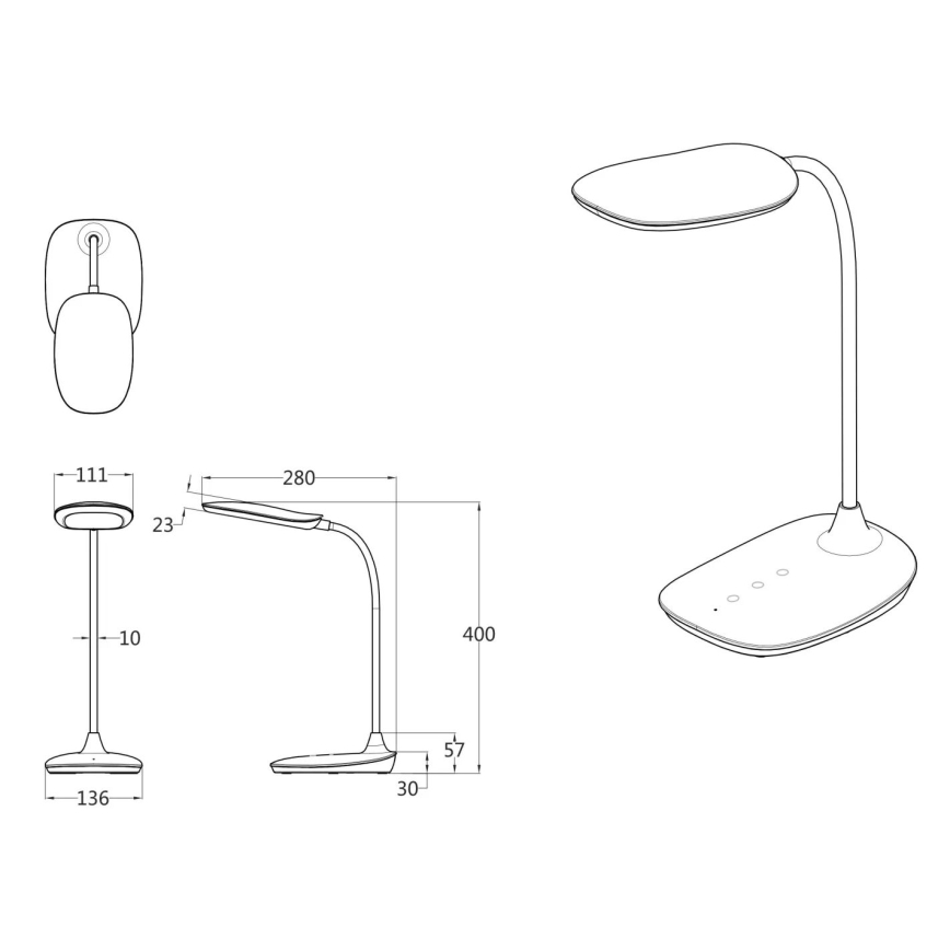 Globo - LED prigušiva dodirna stona lampa LED/9W/230V 3000K/4000K/6500K CRI 90 crna
