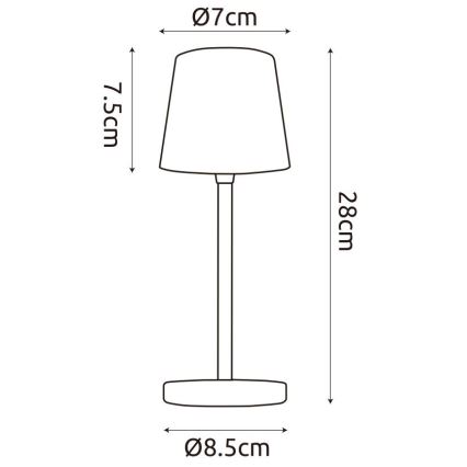 Globo - LED prigušiva spoljašnja dodirna stona lampa LED/2W/5V 3000/4000/6000K 2200 mAh IP44 bela