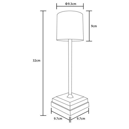 Globo - LED prigušiva dodirna punjiva stona lampa LED/1,5W/5V 2200 mAh crna