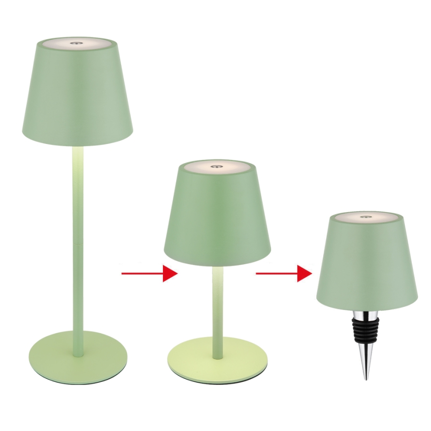Globo - LED prigušiva dodirna punjiva spoljašnja stona lampa 3u1 LED/3W/5V 3000/4000/5000K IP54 1800 mAh zelena