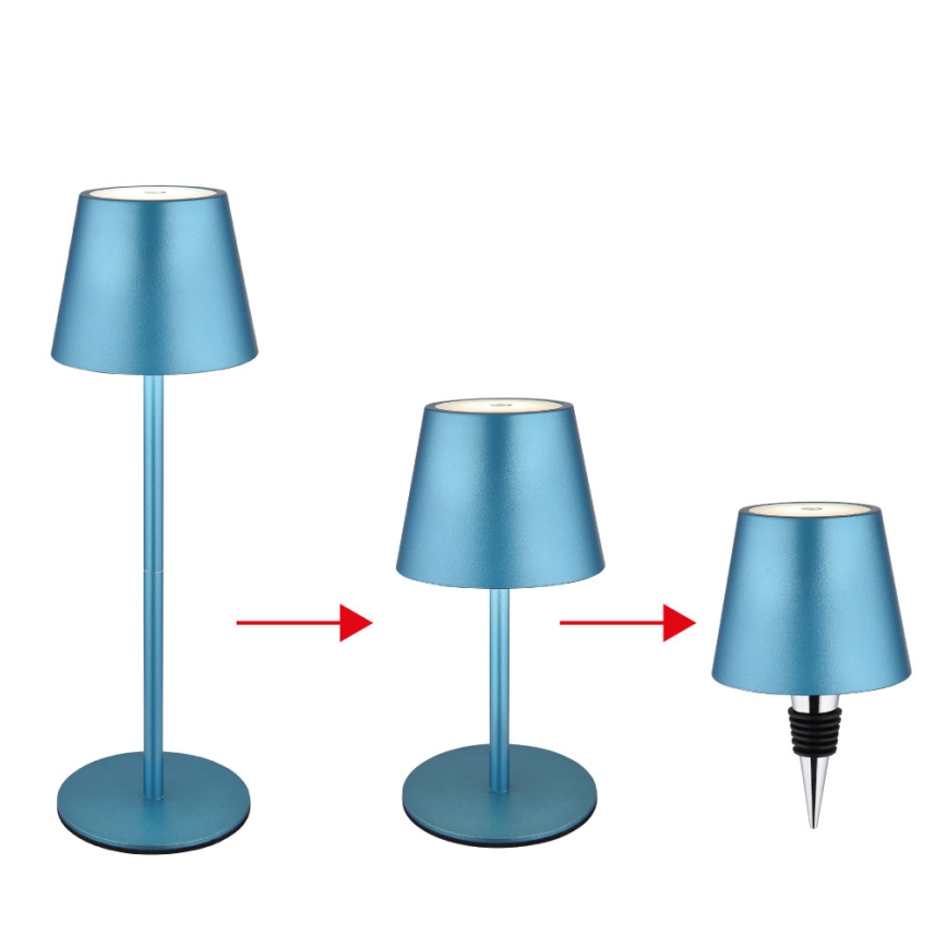 Globo - LED prigušiva dodirna punjiva stona lampa za spoljašnju upotrebu 3u1 LED/3W/5V 3000/4000/5000K IP54 1800 mAh plava