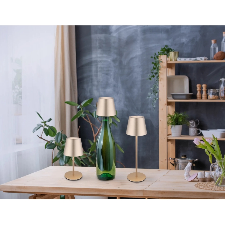 Globo - LED prigušiva dodirna punjiva spoljašnja stona lampa 3u1 LED/3W/5V 3000/4000/5000K IP54 1800 mAh mesing