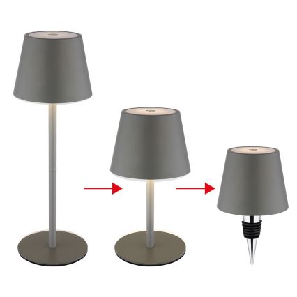 Globo - LED prigušiva dodirna punjiva spoljašnja stona lampa 3 u 1 LED/3W/5V 3000/4000/5000K IP54 1800 mAh siva