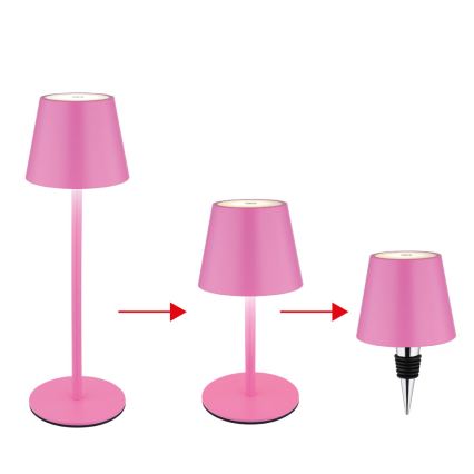 Globo - LED prigušiva stona lampa na dodir, punjiva, za spoljašnju upotrebu, 3u1 LED/3W/5V 3000/4000/5000K IP54 1800 mAh ružičasta