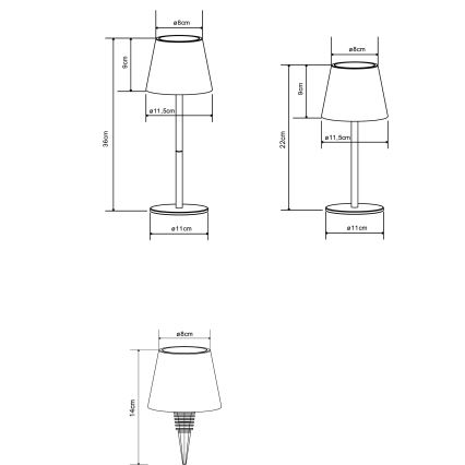 Globo - LED prigušiva dodirna punjiva spoljna stona lampa 3u1 LED/3W/5V 3000/4000/5000K IP54 1800 mAh