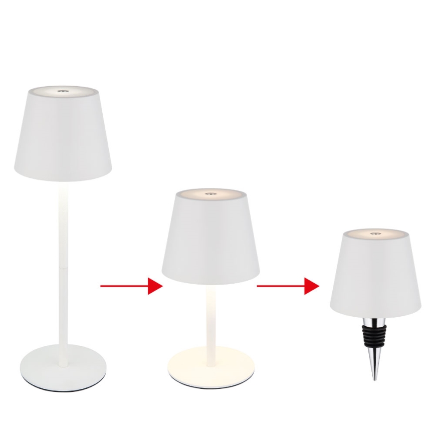 Globo - LED stona lampa za spoljašnju upotrebu, prigušiva, na dodir, punjiva, 3u1, LED/3W/5V, 3000/4000/5000K, IP54, 1800 mAh, bela