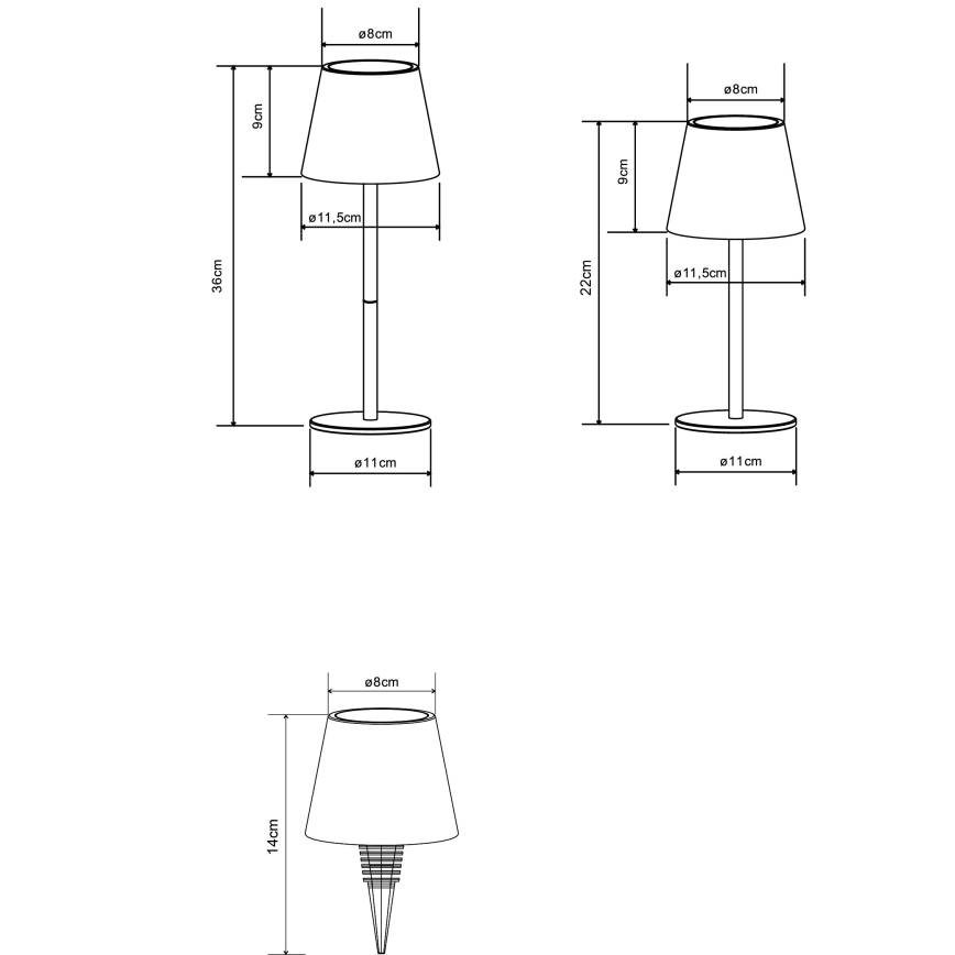 Globo - LED stona lampa za spoljašnju upotrebu, prigušiva, na dodir, punjiva, 3u1, LED/3W/5V, 3000/4000/5000K, IP54, 1800 mAh, bela