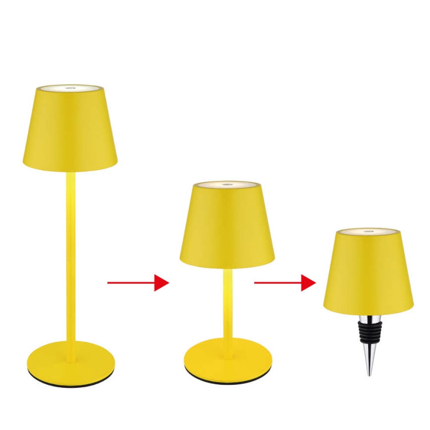 Globo - LED prigušiva dodirna punjiva spoljašnja stona lampa 3u1 LED/3W/5V 3000/4000/5000K IP54 1800 mAh žuta