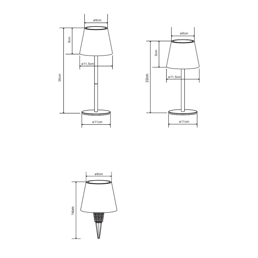 Globo - LED prigušiva dodirna punjiva spoljašnja stona lampa 3u1 LED/3W/5V 3000/4000/5000K IP54 1800 mAh žuta