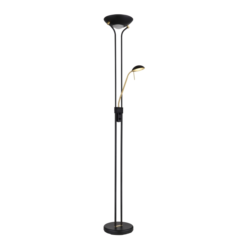 Globo - LED prigušiva podna lampa LED/20W/230V + LED/5,5W 3000K crna/zlatna
