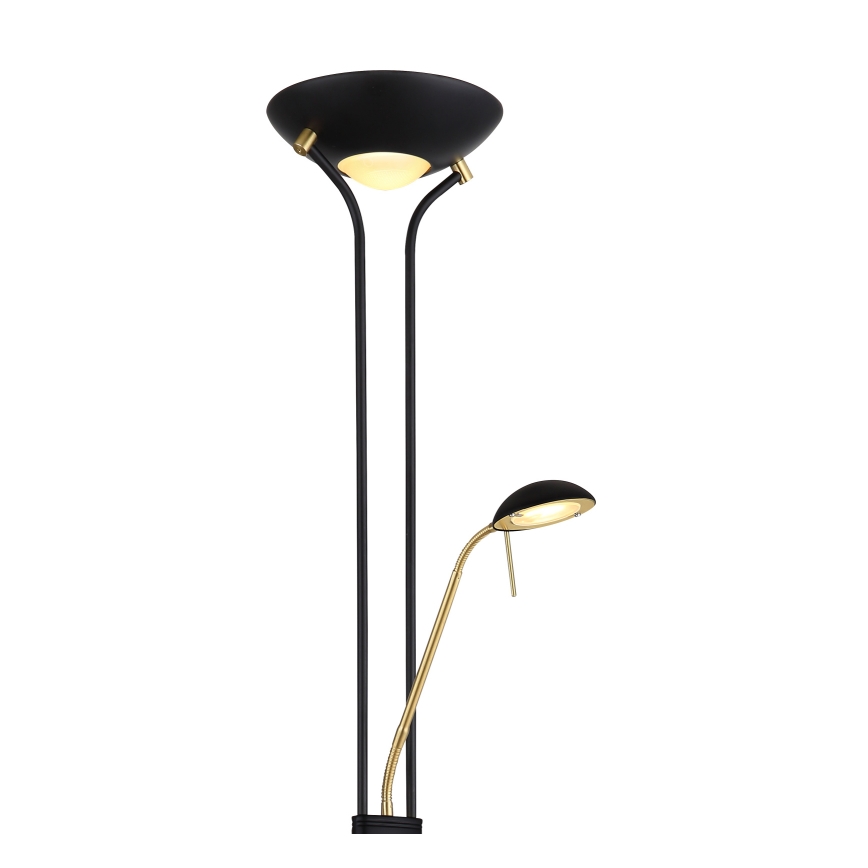 Globo - LED prigušiva podna lampa LED/20W/230V + LED/5,5W 3000K crna/zlatna