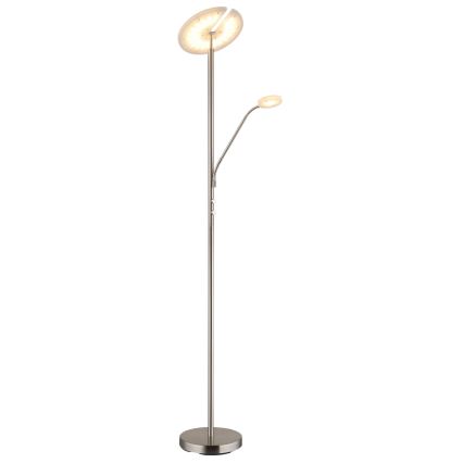 Globo - LED prigušiva podna lampa LED/28W/230V + LED/5W 3000K sjajni hrom