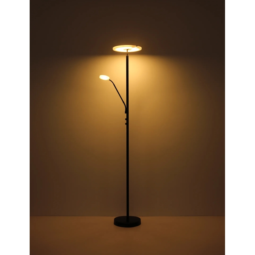 Globo - prigušiva LED podna lampa LED/28W/230V + LED/5W 3000K crna