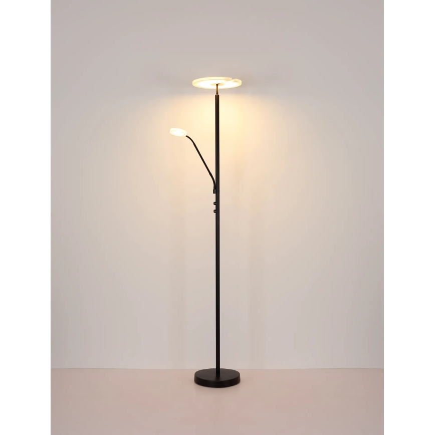Globo - prigušiva LED podna lampa LED/28W/230V + LED/5W 3000K crna