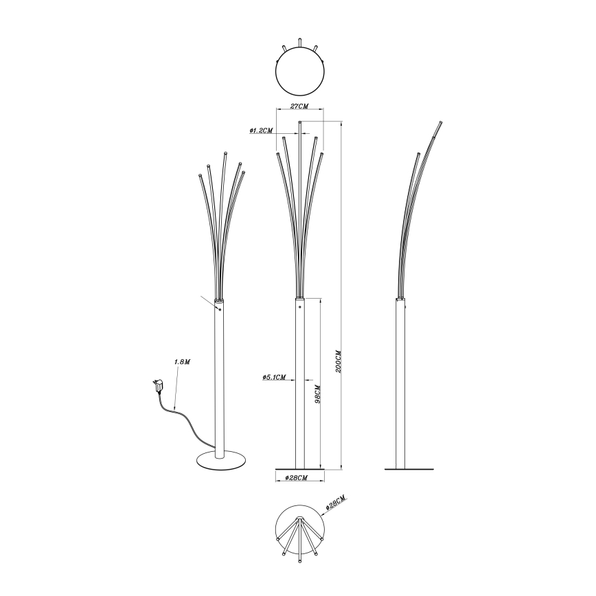 Globo - LED prigušiva dodirna podna lampa LED/36W/230V crna