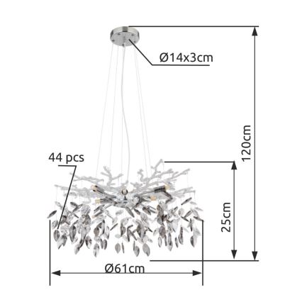 Globo - Luster na sajli 8xG9/8W/230V Ø 61 cm zlatna