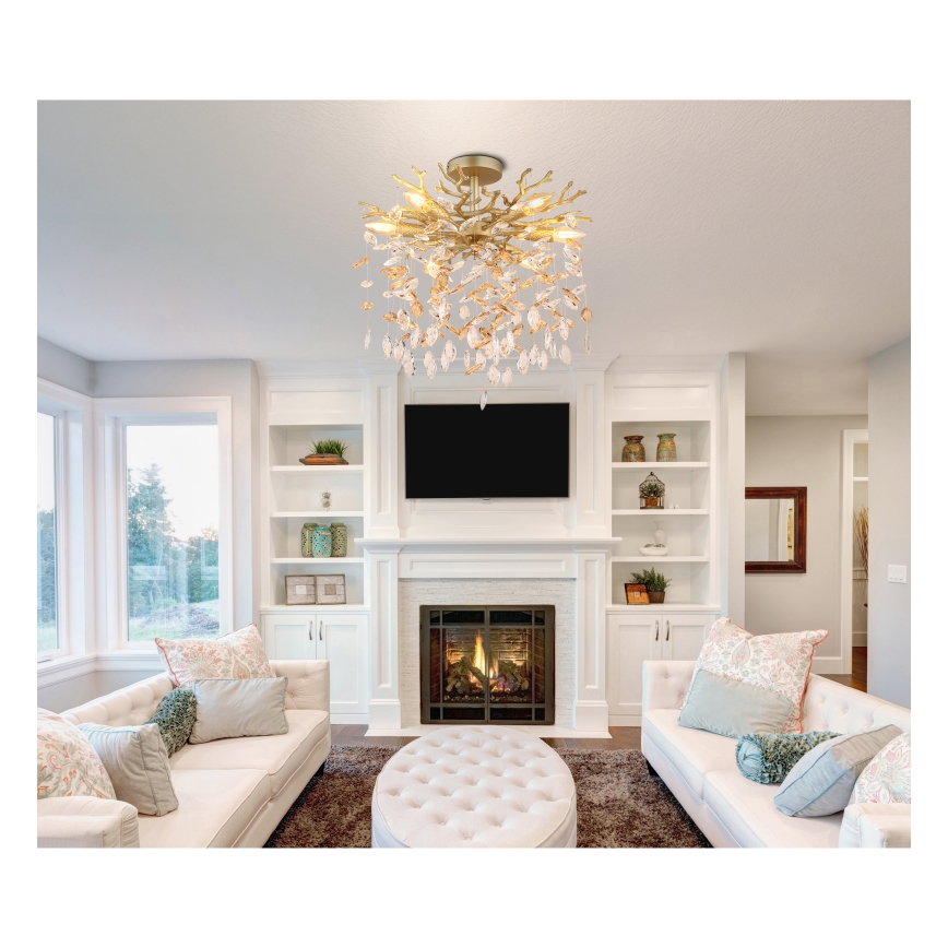 Globo - Luster na šipci 6xE14/40W/230V zlatna