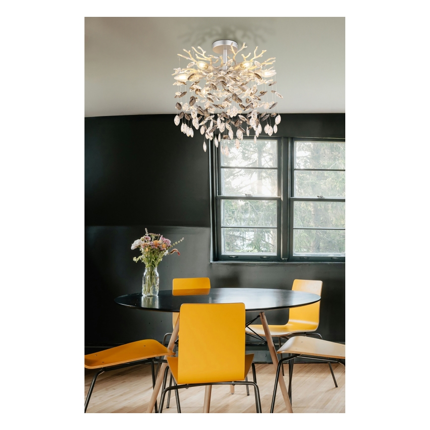 Globo - Luster na šipci 6xE14/40W/230V, srebrna