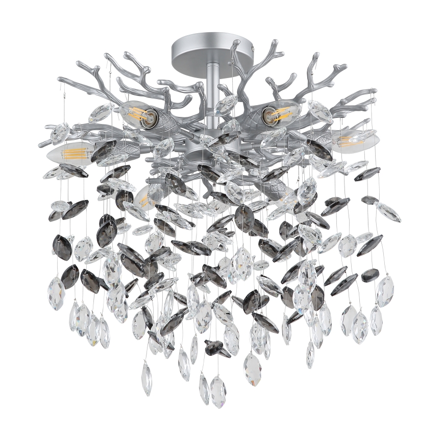 Globo - Luster na šipci 6xE14/40W/230V, srebrna