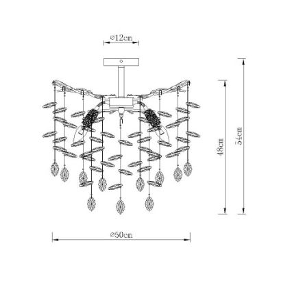 Globo - Luster na šipci 6xE14/40W/230V, srebrna