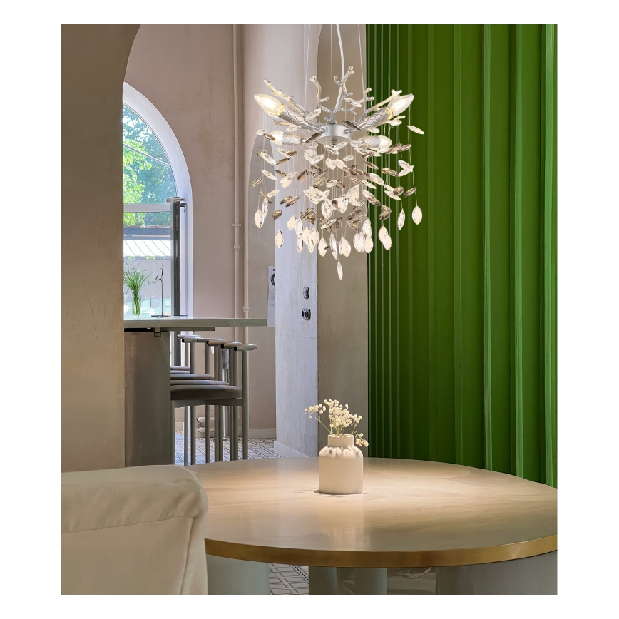 Globo - Srebrni luster na sajli 4xE14/40W/230V