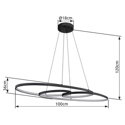 Globo - LED luster na sajli LED/39W/230V 2700/4000/6500K
