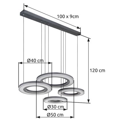 Globo - LED prigušiva luster na sajli LED/80W/230V 2700-6000K crna + daljinski upravljač
