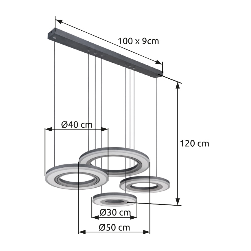 Globo - LED prigušiva luster na sajli LED/80W/230V 2700-6000K crna + daljinski upravljač
